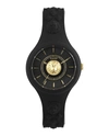 Versus Women's 3 Hand Quartz Fire Island Black Silicone Watch, 39mm In Black