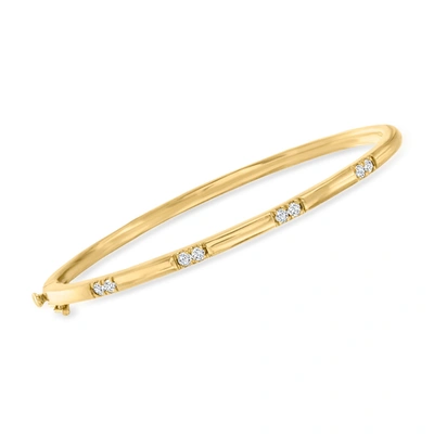 ROSS-SIMONS DIAMOND STATION BANGLE BRACELET IN 18KT GOLD OVER STERLING