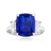 Ross-simons Simulated Sapphire And Cz 3-stone Ring In Sterling Silver In Blue