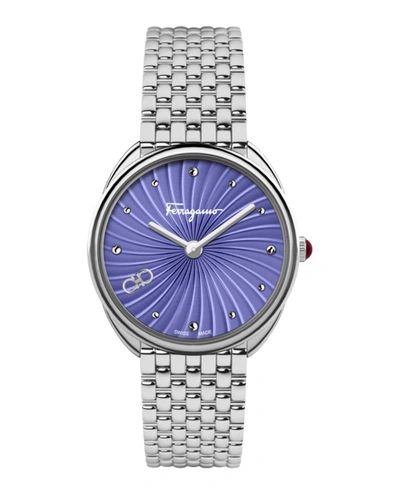 Ferragamo Cuir Bracelet Watch In Silver