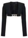 DAVID KOMA 3D CRYSTSAL CHAIN AND SQUARE NECK TOPS BLACK