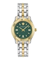 Versace Women's Swiss Greca Time Two Tone Stainless Steel Bracelet Watch 35mm In Multi