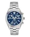 Versace 40mm Ss Blu Dial Slv Bra In Silver