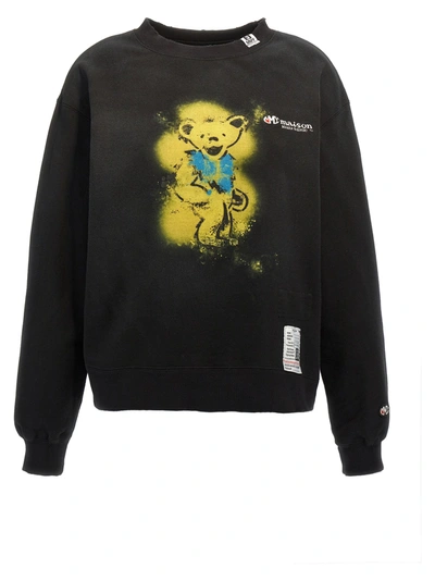 Miharayasuhiro Bear Printed Cotton Sweatshirt In Black