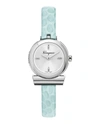Ferragamo 22.5mm Gancino Watch With Elaphe Strap, Silver/blue In Silver
