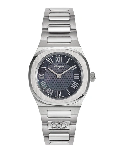 Ferragamo Elliptical Stainless Steel Watch, 28mm In Silver