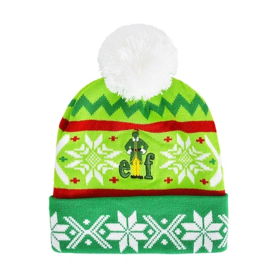 Concept One Elf Light Up Intarsia Pom Cuff Beanie In Green