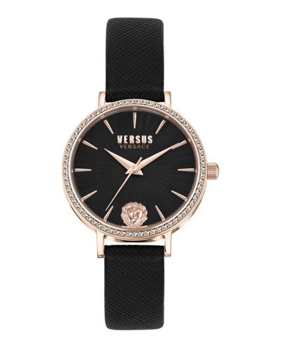 Versus Women's Three-hand Quartz Mar Vista Black Leather Strap 34mm In Multi