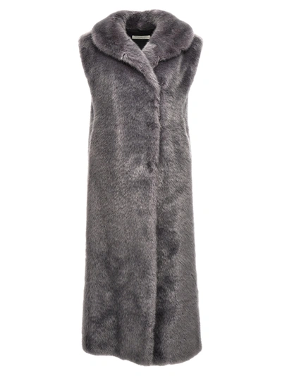 Philosophy Extra Long Faux Fur Vest Gilet Gray