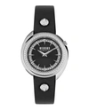 Versus Women's Tortona Crystal 2 Hand Quartz Black Genuine Leather Watch, 38mm
