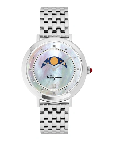 Ferragamo Logomania Moon Watch In Silver
