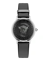 Versace Women's Medusa Alchemy Stainless Steel & Patent Leather Watch In Silver