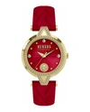 Versus Versace V  Crystal Leather Strap Watch, 34mm In Gold