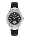 Versus Vittoria Crystal Leather Watch In Silver