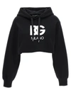 Dolce & Gabbana Cropped Jersey Hoodie With Embroidered Dg Patch