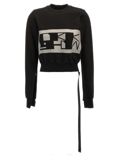 Drkshdw Logo Print Cropped Sweatshirt Black