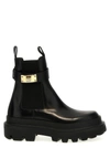 DOLCE & GABBANA LOGO STRAP LEATHER ANKLE BOOTS BOOTS, ANKLE BOOTS BLACK