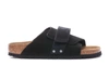 Birkenstock Kyoto Suede And Nubuck Leather Slides In Black
