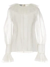 GIAMBATTISTA VALLI RUFFLE COLLAR SHIRT SHIRT, BLOUSE BEIGE