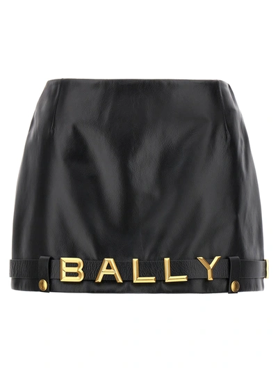 Courrèges Bally Leather Mini Skirt In Stonewashed Grey