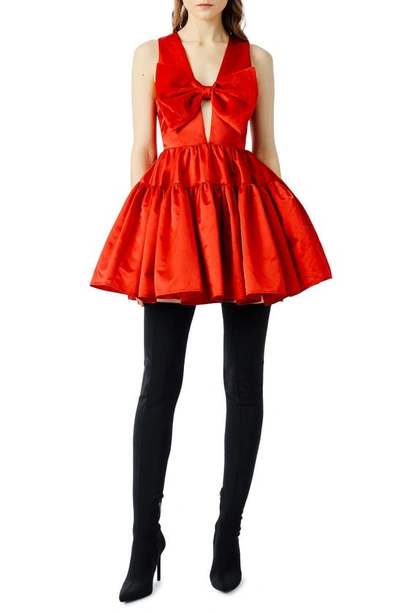 Sau Lee Emilie Bow Neck Fit & Flare Dress In Red