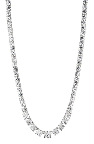 Nadri Isle Cubic Zirconia Collar Necklace In Rhodium