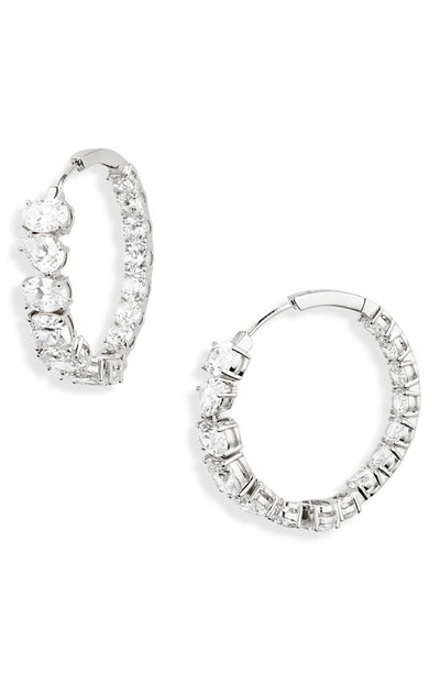 Nadri Rockstars Cubic Zirconia Hoop Earrings In Silver