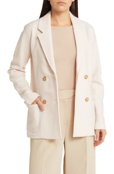 Nordstrom Signature Double Breasted Boiled Merino Wool Blazer In Ivory Pearl