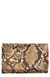 Hobo Jill Leather Trifold Wallet In Golden Snake