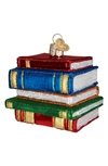 Old World Christmas Stack Of Books Glass Ornament In Red/ Blue/ Green/ Gold/ White