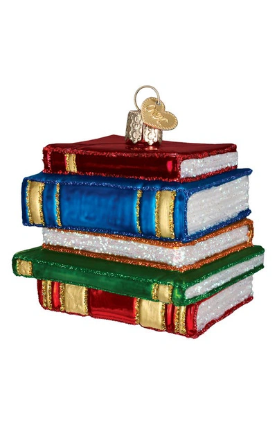 Old World Christmas Stack Of Books Glass Ornament In Red/ Blue/ Green/ Gold/ White