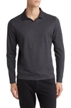 Robert Barakett Adison Long Sleeve Johnny Collar Polo In Charcoal