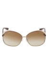 Tom Ford Carla 66mm Oversized Round Metal Sunglasses In Rose Gold Havana Gradient