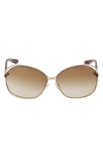 Tom Ford Carla 66mm Oversized Round Metal Sunglasses In Rose Gold Havana Gradient