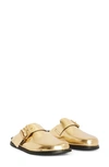 Allsaints Venus Shearling Slip On Mules In Mirror Gold