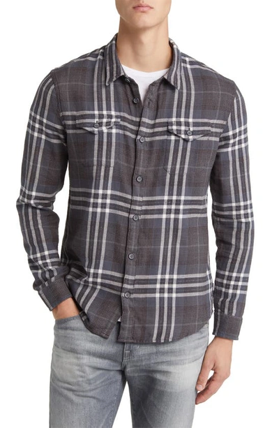 John Varvatos Dale Yarn Dyed Long Sleeve Plaid Shirt In Iron Grey