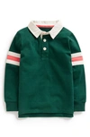 Mini Boden Kids' Number Applique Long Sleeve Rugbyt Shirt In Deep Green
