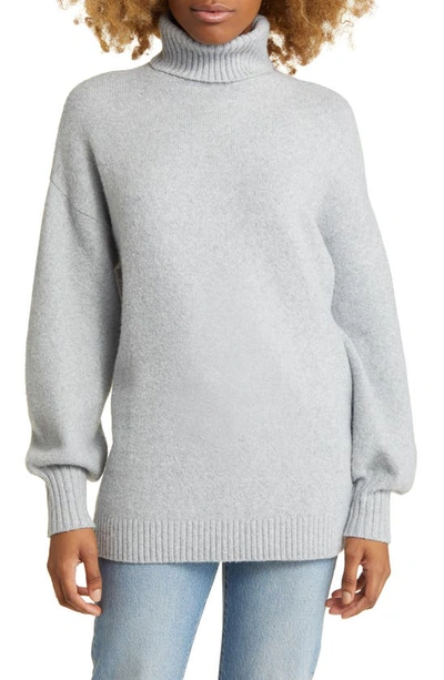 Bp. Oversize Turtleneck Sweater In Grey Heather