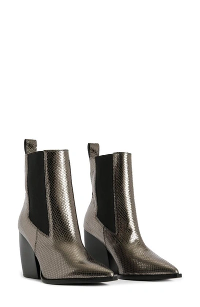 Allsaints Women's Ria Sparkle Pull On High Heel Chelsea Boots In Gunmetal Gray