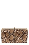 Hobo Lauren Leather Double Frame Clutch In Golden Snake