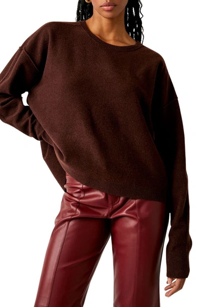 Free People Luna High-low Sweater In Chocolate Heather