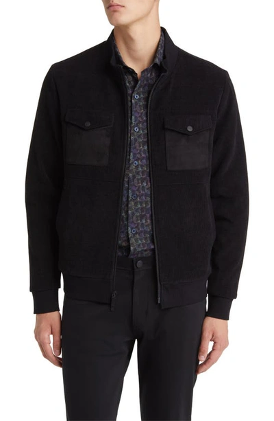 Robert Barakett Dunbar Mixed Media Zip Jacket In Black