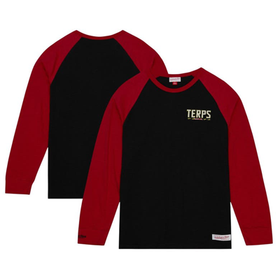 Mitchell & Ness Black Maryland Terrapins Legendary Slub Raglan Long Sleeve T-shirt