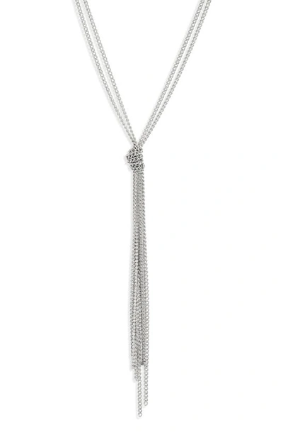 Nordstrom Knotted Tassel Layered Necklace In Rhodium