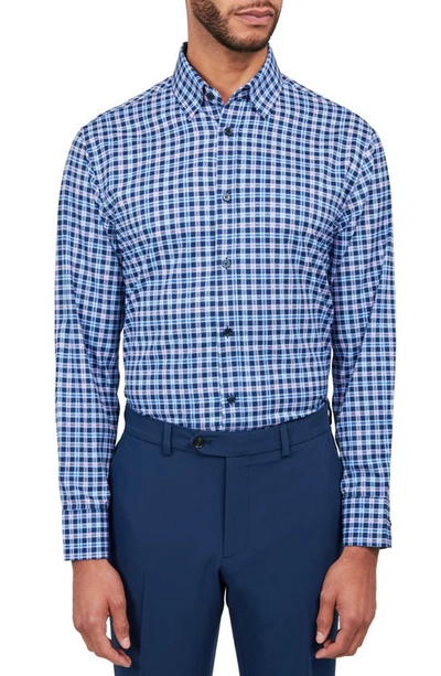 Wrk Check Performance Dress Shirt In Navy
