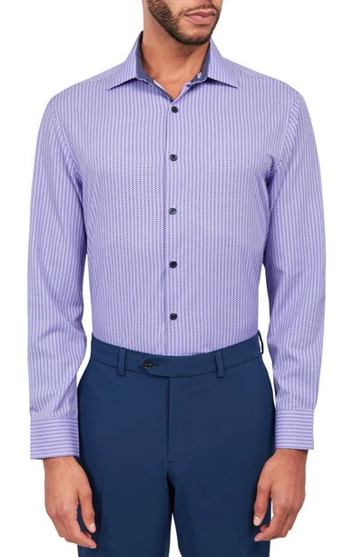 Wrk Zig Zag Print Stretch Performance Dress Shirt In Lilac