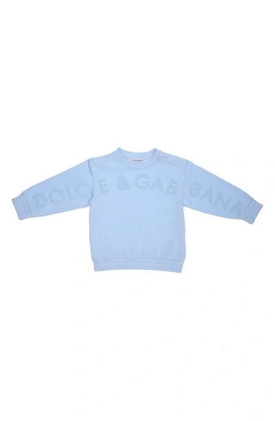 Dolce & Gabbana Babies' Logo-embossed Jersey Sweatshirt In Light Blue