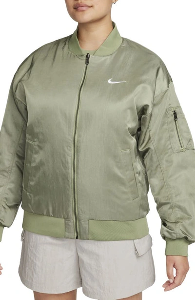 Nike Women's  Sportswear Reversible Varsity Bomber Jacket (plus Size) In Green