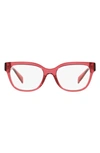Versace 54mm Pillow Optical Glasses In Transparent Red