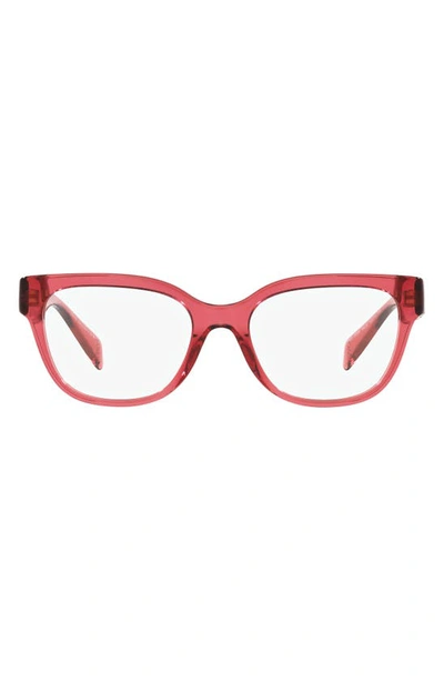 Versace 54mm Pillow Optical Glasses In Transparent Red